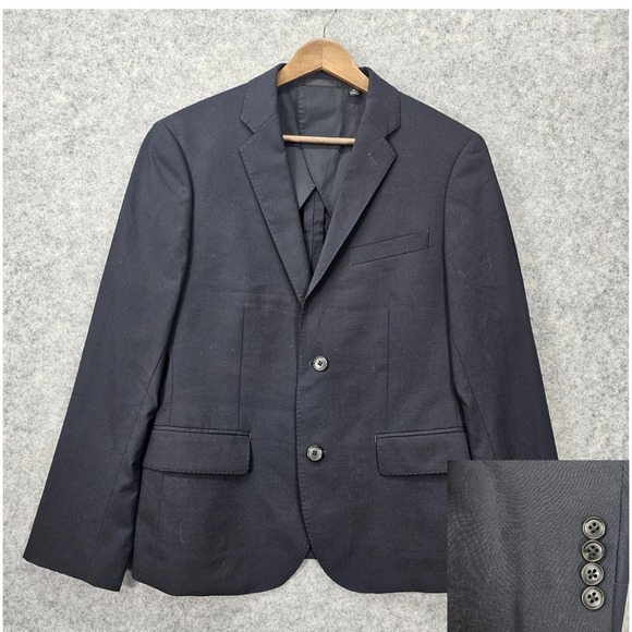 Uniqlo Blazer Men 36S XS Black Premium Wool Slim Stretch PerformanceSport Coat